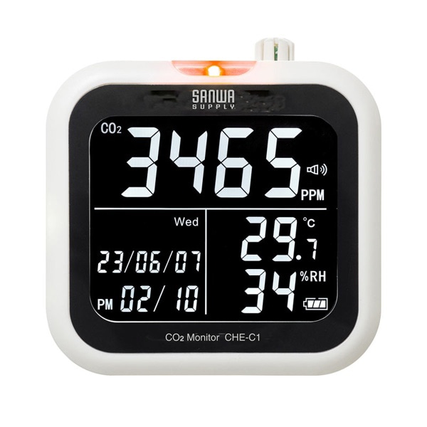 サンワサプライ CO2二酸化炭素測定器 温度・湿度計付き CHE-C1 1個(ご注文単位1個)【直送品】