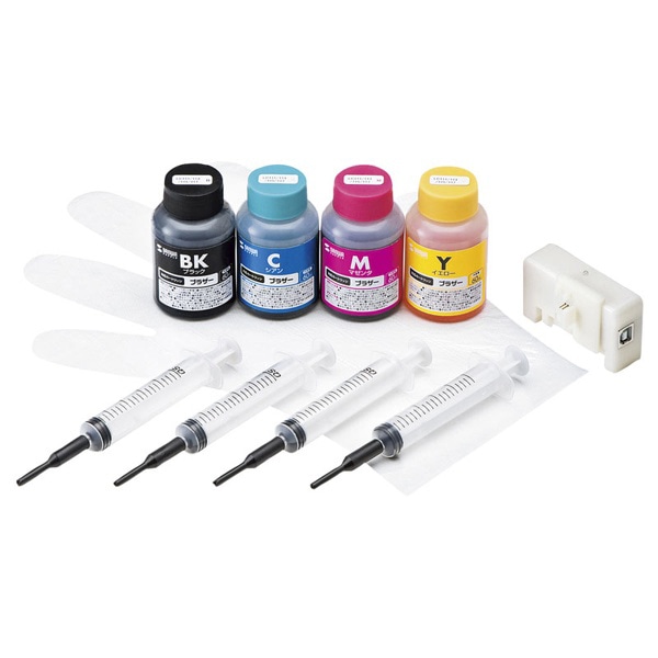 サンワサプライ 詰め替えインク ブラザー 4色 リセッター付き LC111／113／115／117用 INK-LC113BS60RN 1個（ご注文単位1個）【直送品】