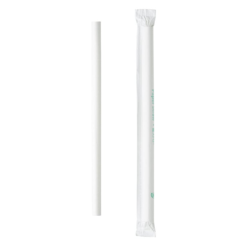 江戸川物産 ペーパーストロー 太口 紙包 単袋 白 200本/袋