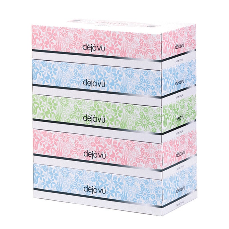 イデシギョー ボックスティッシュ　デ・ジャヴ 120組　240枚 5個/パック（ご注文単位24パック）【直送品】