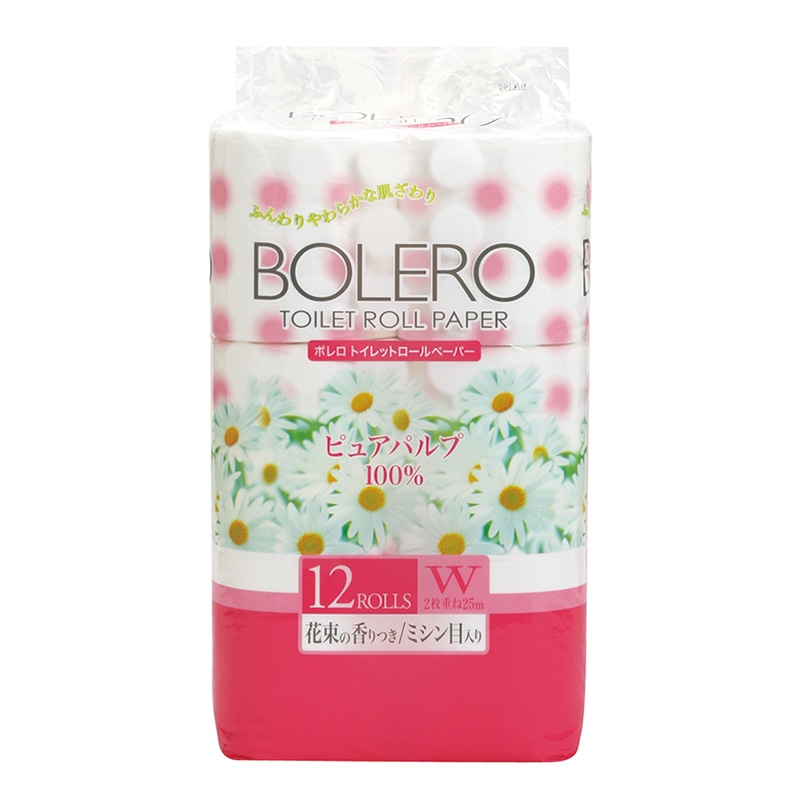 イデシギョー トイレットペーパー　ボレロ ダブル　25m　12ロール/パック（ご注文単位16パック）【直送品】