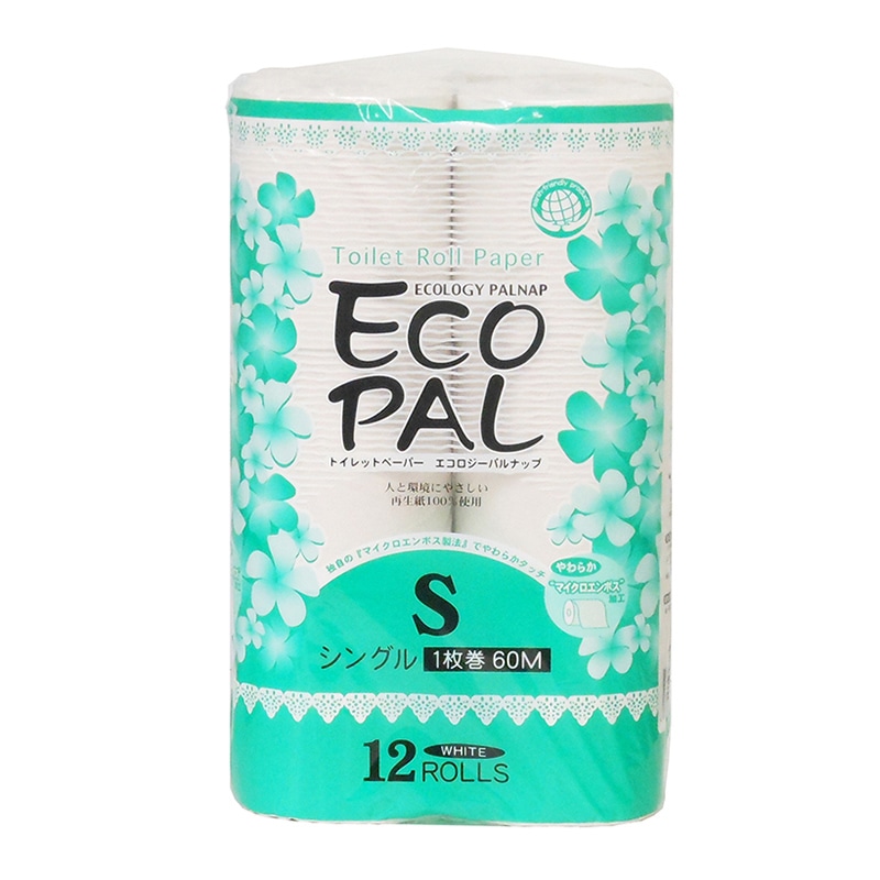 イデシギョー トイレットペーパー　エコロジーパルナップ シングル　60m　12ロール/パック（ご注文単位16パック）【直送品】