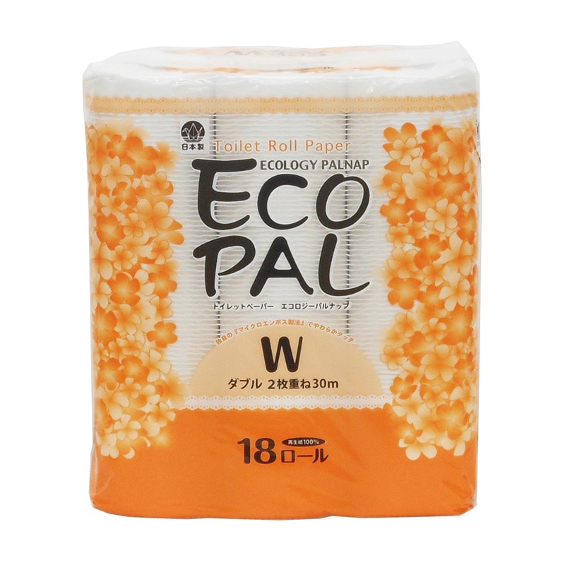 イデシギョー トイレットペーパー　エコロジーパルナップ ダブル　30m　18ロール/パック（ご注文単位16パック）【直送品】