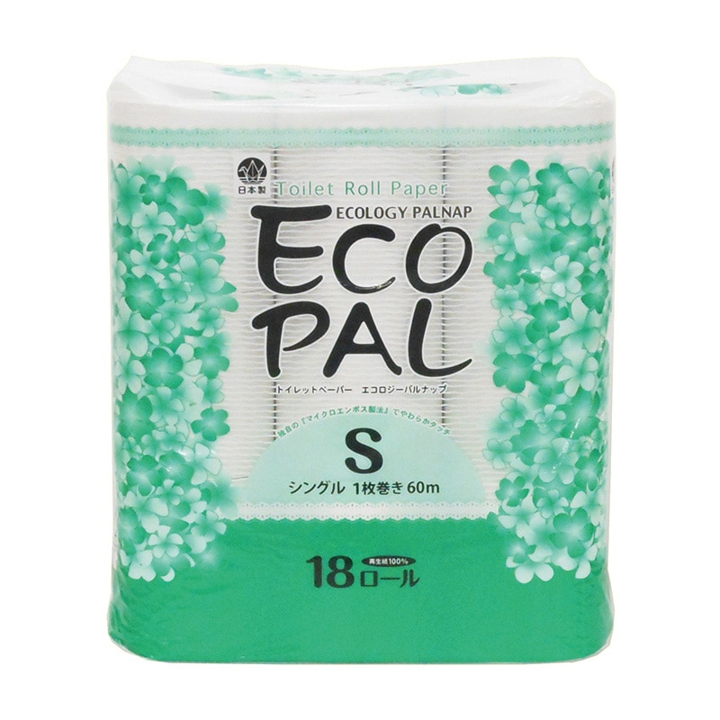 イデシギョー トイレットペーパー　エコロジーパルナップ シングル　60m　18ロール/パック（ご注文単位16パック）【直送品】