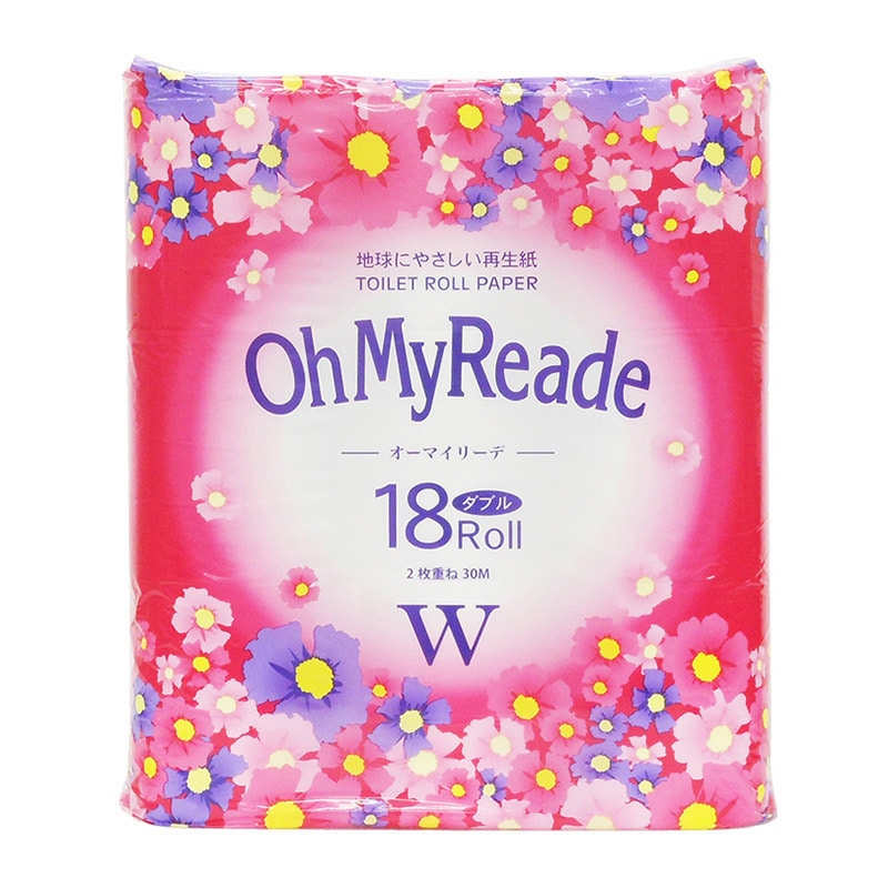 イデシギョー トイレットペーパー　オーマイリーデ ダブル　30m　18ロール/パック（ご注文単位12パック）【直送品】