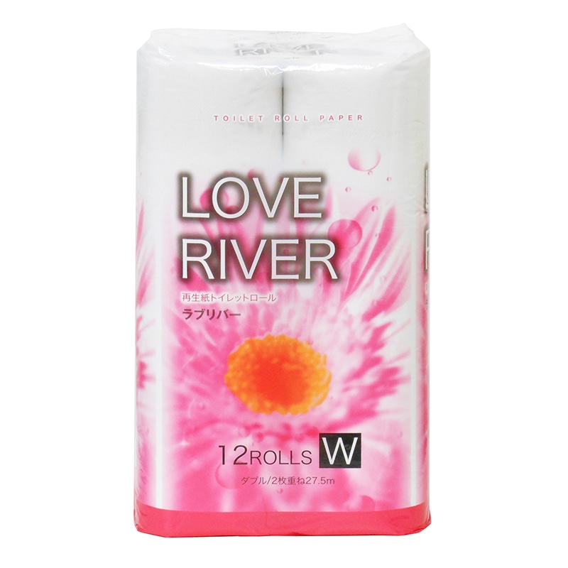 イデシギョー トイレットペーパー　ラブリバー ダブル　27.5m　12ロール/パック（ご注文単位16パック）【直送品】