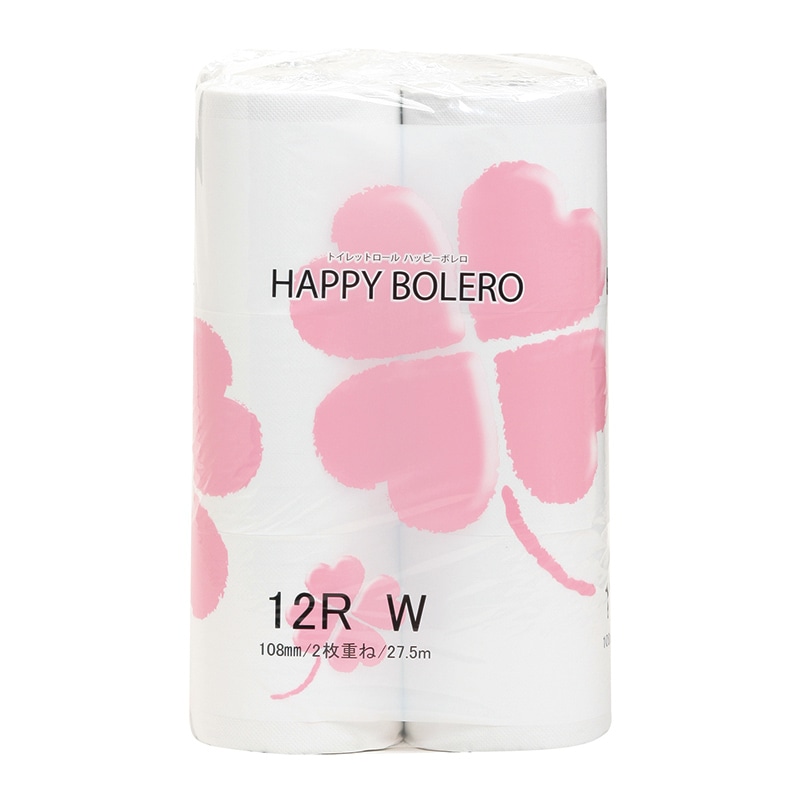 イデシギョー トイレットペーパー　ハッピーボレロ ダブル　27.5m　12ロール/パック（ご注文単位16パック）【直送品】
