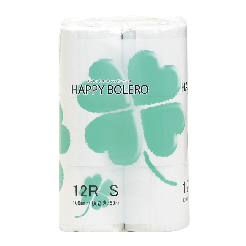 イデシギョー トイレットペーパー　ハッピーボレロ シングル　50m　12ロール/パック（ご注文単位16パック）【直送品】