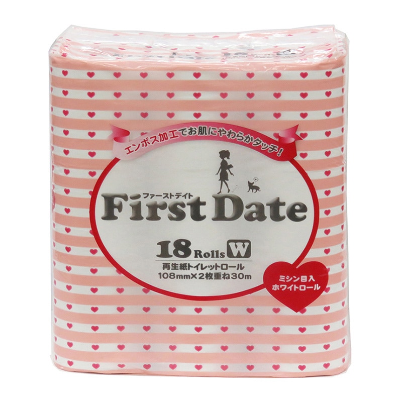 イデシギョー トイレットペーパー　ファーストデイト ダブル　30m　18ロール/パック（ご注文単位12パック）【直送品】