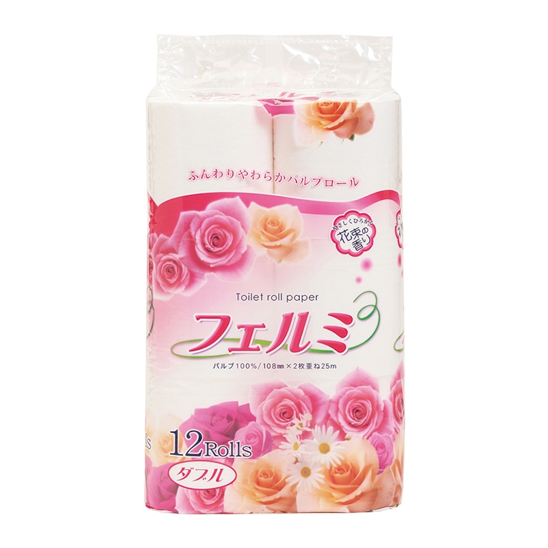 イデシギョー トイレットペーパー　フェルミ ダブル　25m　12ロール/パック（ご注文単位16パック）【直送品】