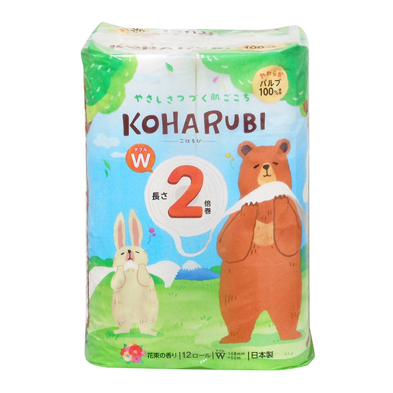 イデシギョー トイレットペーパー　KOHARUBI ダブル　2倍巻き　50m 12ロール/パック（ご注文単位16パック）【直送品】