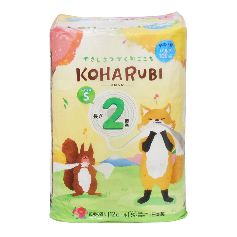 イデシギョー トイレットペーパー　KOHARUBI シングル　2倍巻き　100m 12ロール/パック（ご注文単位16パック）【直送品】