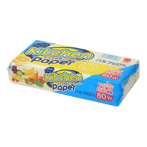 イデシギョー ソフトパックキッチンペーパー 80組　160枚  1個（ご注文単位60個）【直送品】