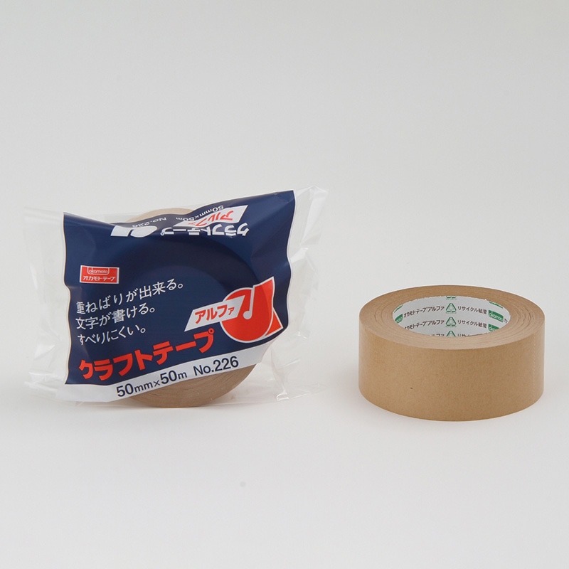 オカモト クラフトテープ アルファ No.226 50mm×50m クリーム 1巻(ご注文単位50巻)【直送品】