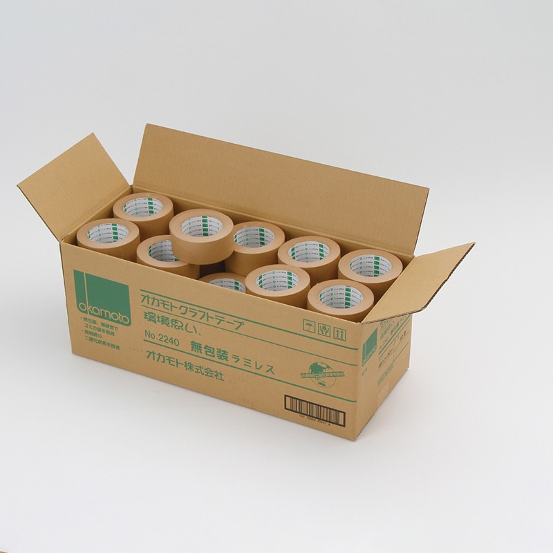 オカモト クラフトテープ ラミレス No.2240 無包装 48mm×50m クリーム 50巻/箱(ご注文単位1箱)【直送品】