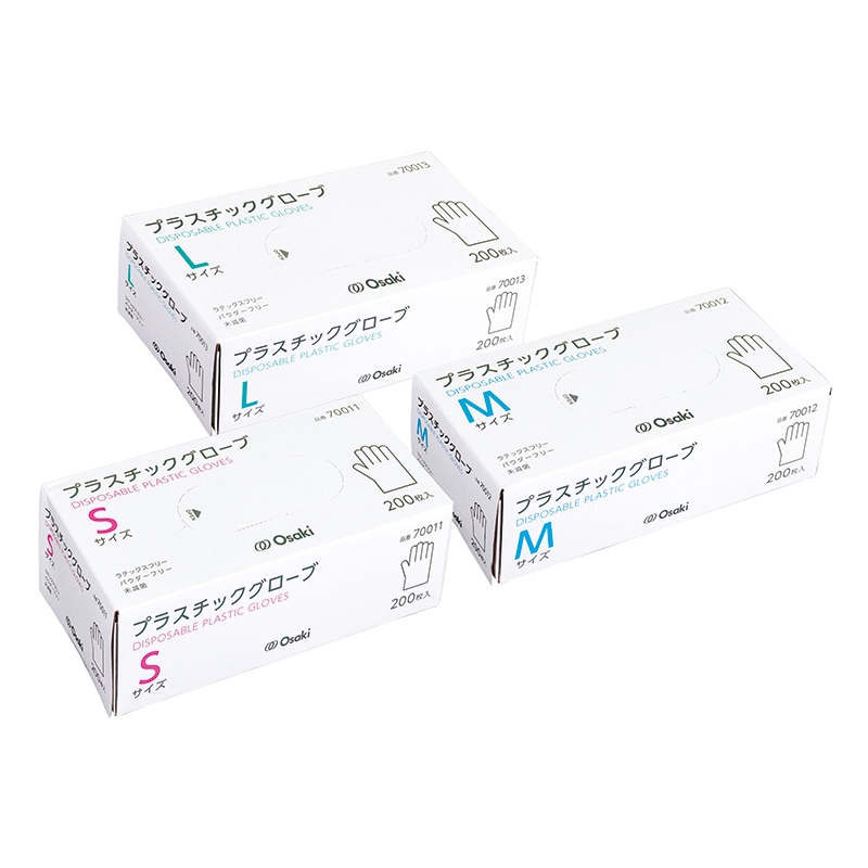 オオサキメディカル プラスチックグローブ M 70012 200枚入/箱(ご注文単位12箱)【直送品】