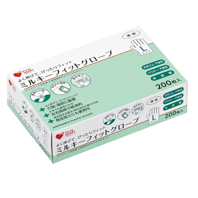 オオサキメディカル ポリグローブ　PHミルキーフィットグローブ L　透明　 70206 200枚入/箱（ご注文単位20箱）【直送品】