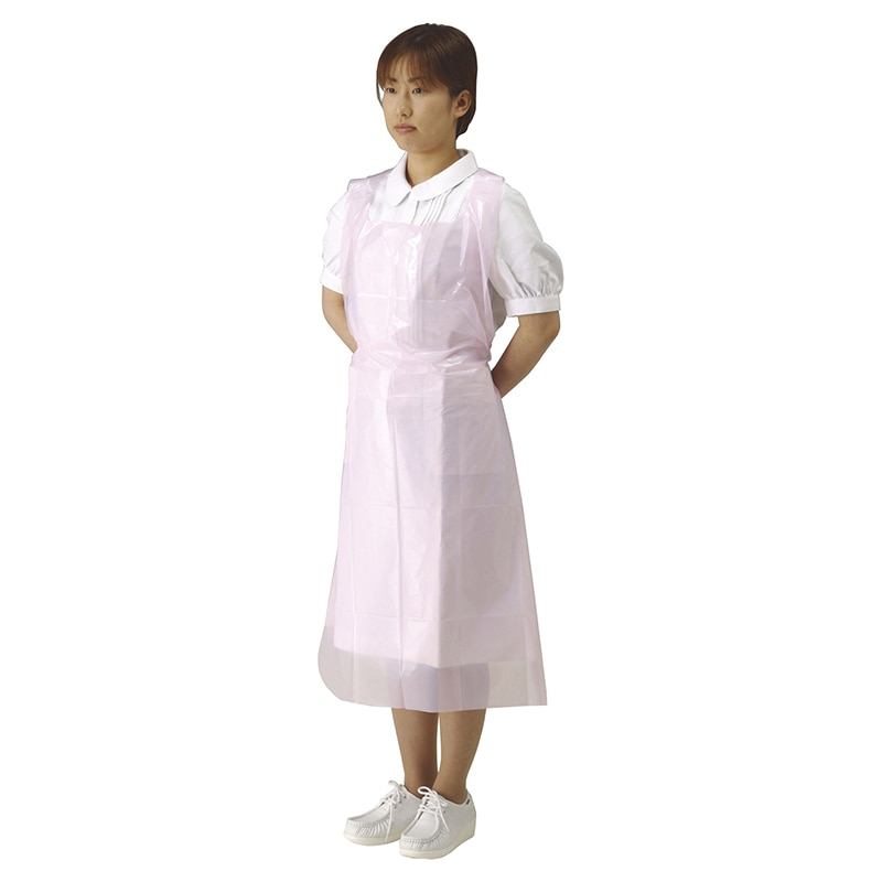 プラスチックエプロン ピンク 004-41390 100枚入 1個(ご注文単位8個)【直送品】