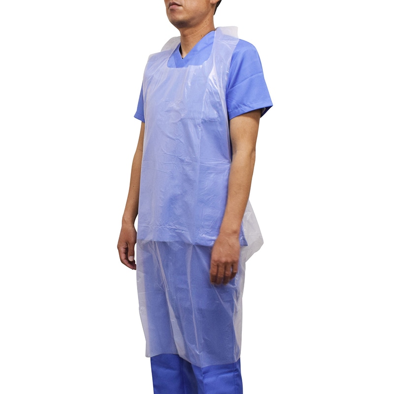 プラスチックエプロン ホワイト 004-41391 100枚入 8個/箱(ご注文単位1箱)【直送品】