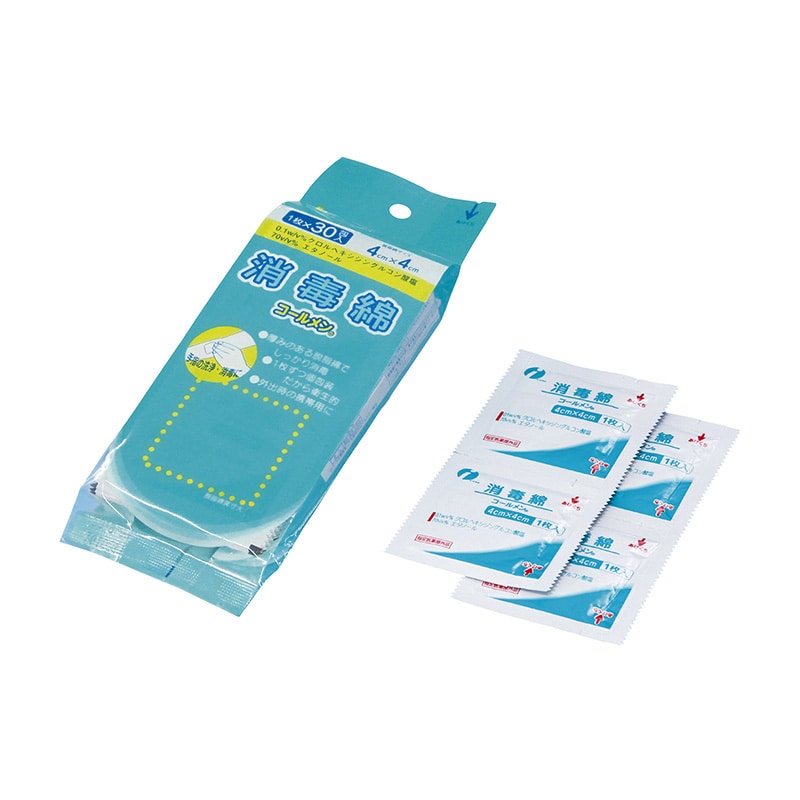 消毒綿コールメン 医薬部外品 004-41495 4×4 30ホウ入 10個/箱(ご注文単位1箱)【直送品】
