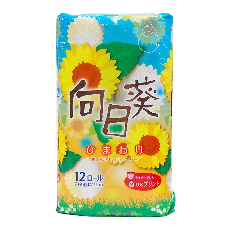 イデシギョー トイレットペーパー　向日葵　ひまわり ダブル　25m　12ロール/パック（ご注文単位16パック）【直送品】
