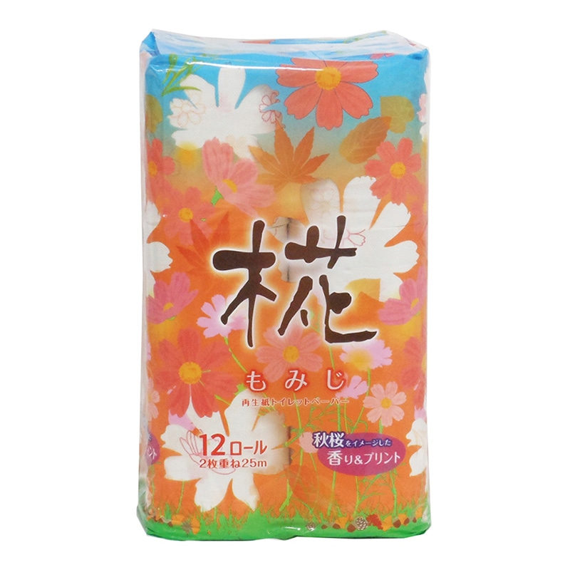 イデシギョー トイレットペーパー　椛　もみじ ダブル　25m　12ロール/パック（ご注文単位16パック）【直送品】