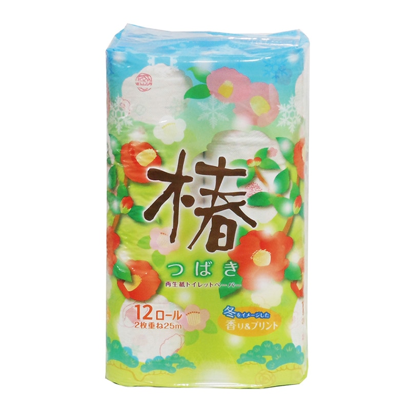イデシギョー トイレットペーパー　椿　つばき ダブル　25m　12ロール/パック（ご注文単位16パック）【直送品】