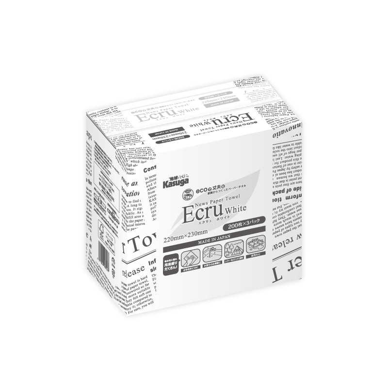 春日製紙工業 ニューズペーパータオル エクリュ ホワイト 中判 200枚 3個/パック（ご注文単位10パック）【直送品】