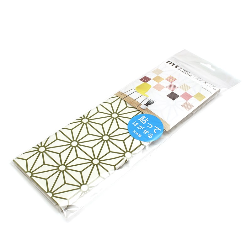 カモ井加工紙 mt casa リメイクシートスクエア 麻の葉・苔色 MTCARS028 1枚（ご注文単位1枚）【直送品】