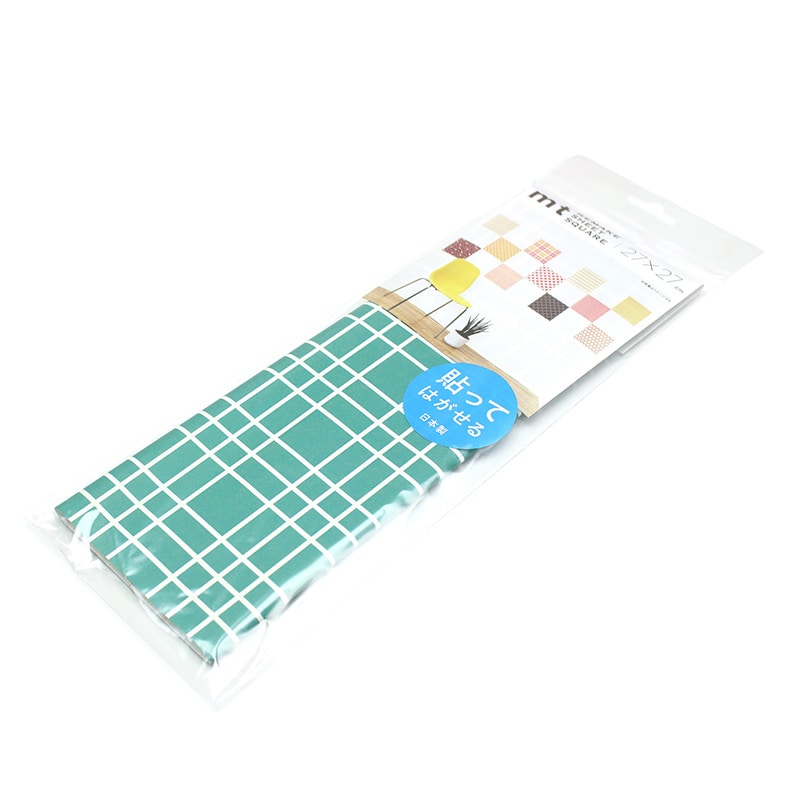 カモ井加工紙 mt casa リメイクシートスクエア 三枡格子・花緑青 MTCARS036 1枚（ご注文単位1枚）【直送品】