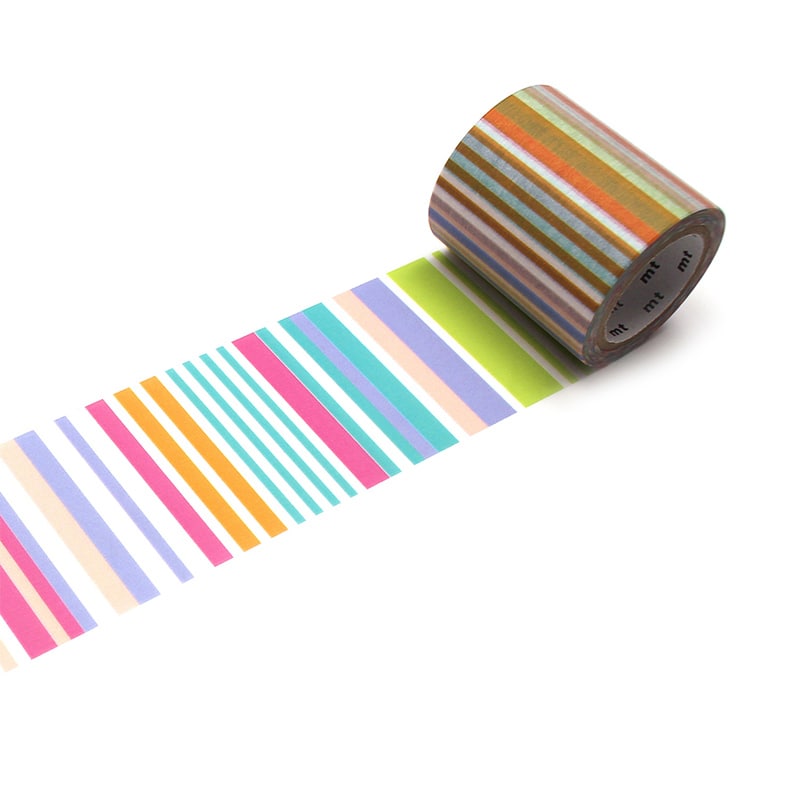 カモ井加工紙 マスキングテープ mt 1P マルチボーダーパステル MT5W5121 1巻(ご注文単位1巻)【直送品】