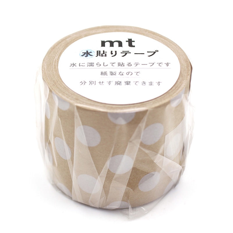 カモ井加工紙 水貼りテープ mt ドット・ホワイト MTGAMT04 1巻(ご注文単位1巻)【直送品】