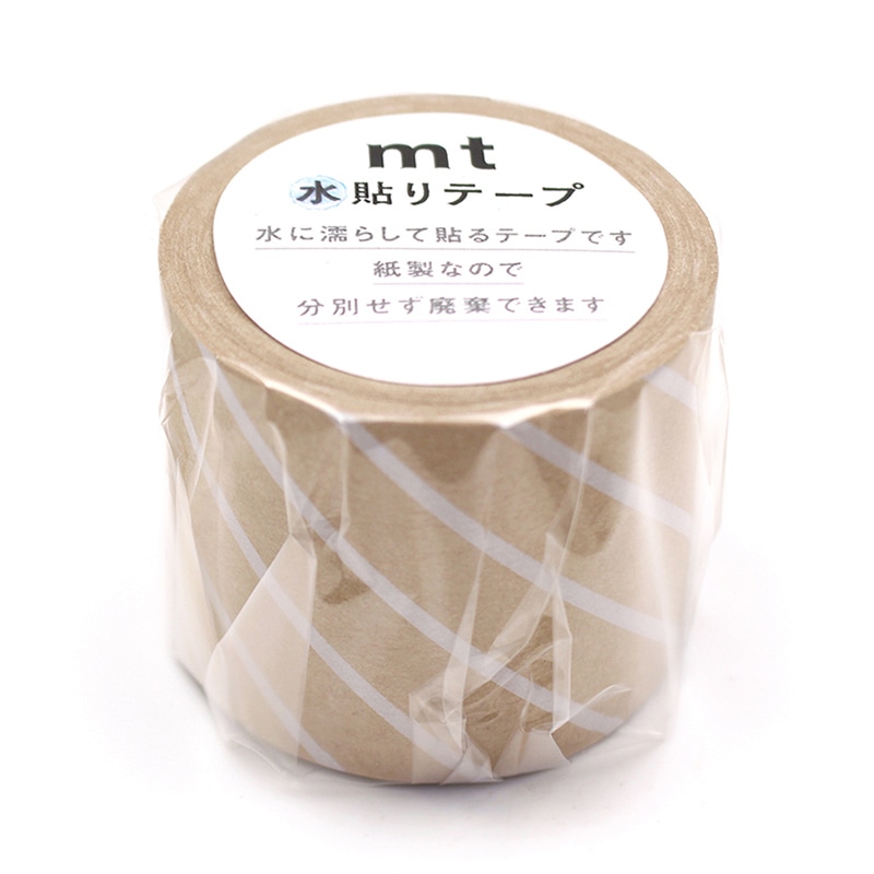 カモ井加工紙 水貼りテープ mt ストライプ・ホワイト MTGAMT05 1巻(ご注文単位1巻)【直送品】