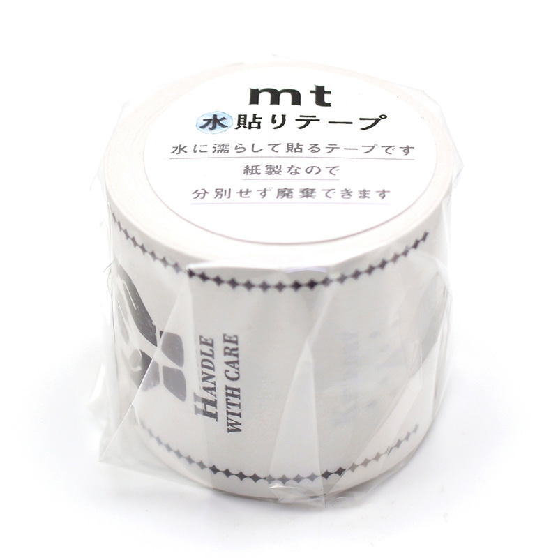 カモ井加工紙 水貼りテープ mt ヴィンテージケアマーク ホワイト MTGAMT06 1巻(ご注文単位1巻)【直送品】