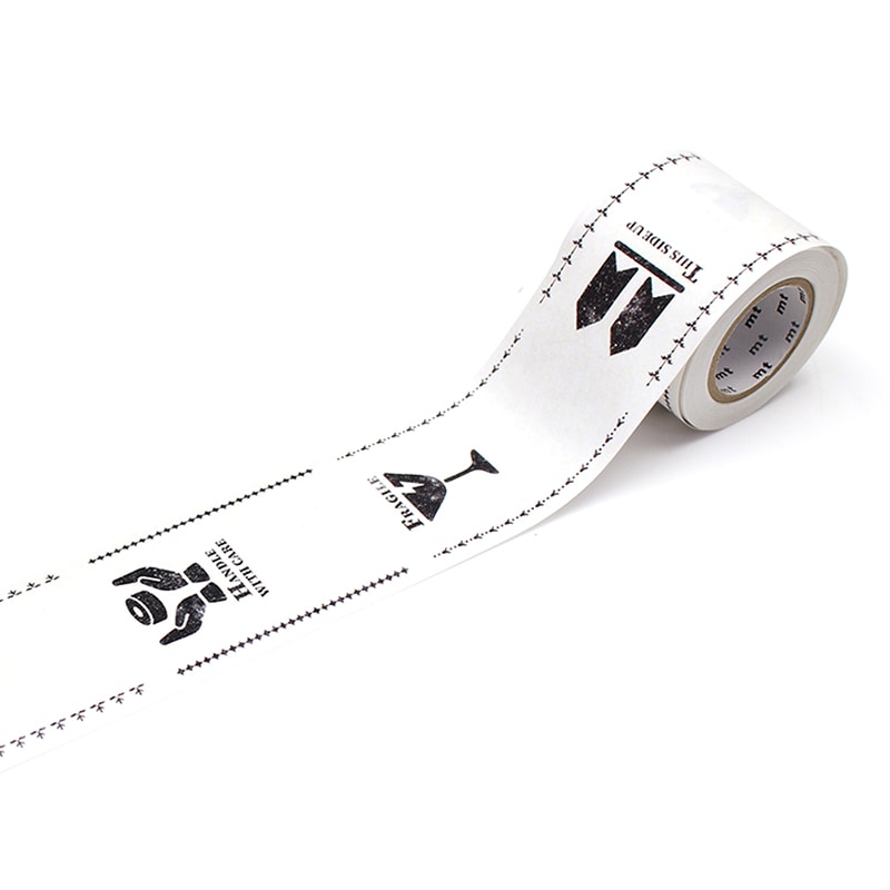 カモ井加工紙 水貼りテープ mt ヴィンテージケアマーク ホワイト MTGAMT06 1巻(ご注文単位1巻)【直送品】