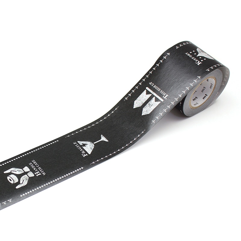 カモ井加工紙 水貼りテープ mt ヴィンテージケアマーク ブラック MTGAMT07 1巻(ご注文単位1巻)【直送品】