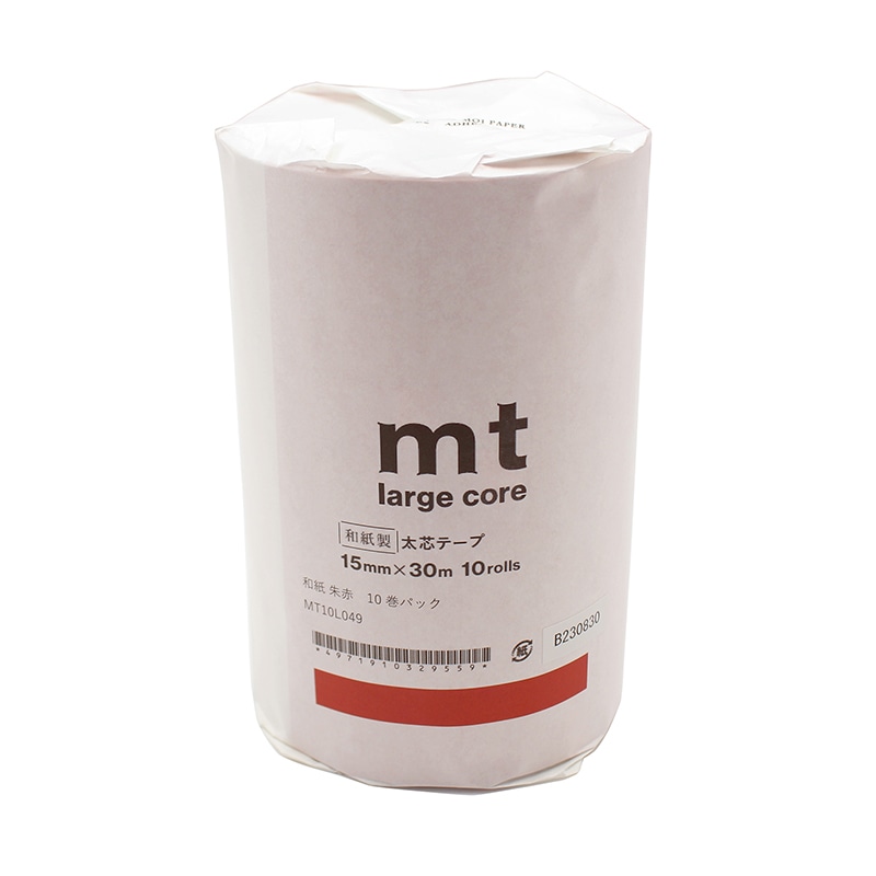 カモ井加工紙 マスキングテープ　mt　large　core 10巻　和紙　朱赤 MT10L049 1パック（ご注文単位1パック）【直送品】
