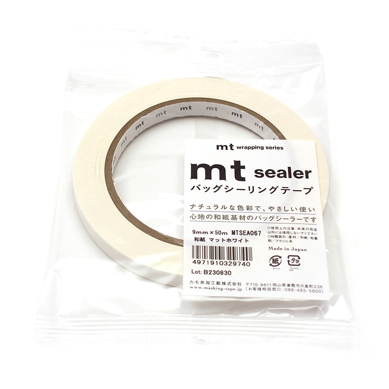 カモ井加工紙 バッグシーラーテープ mt sealer 和紙 マットホワイト MTSEA067 1巻(ご注文単位1巻)【直送品】