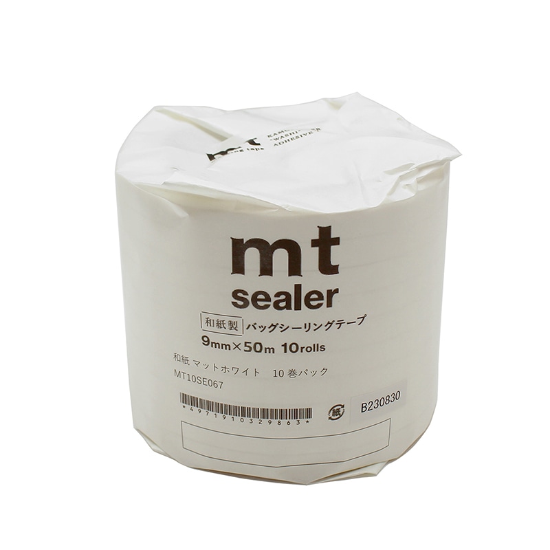 カモ井加工紙 バッグシーラーテープ　mt　sealer 10巻　和紙　マットホワイト MT10SE067 1パック（ご注文単位1パック）【直送品】