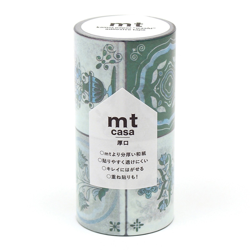 カモ井加工紙 マスキングテープ mt casa 厚口 タイル・フラワー MTCAS019 1本（ご注文単位1本）【直送品】