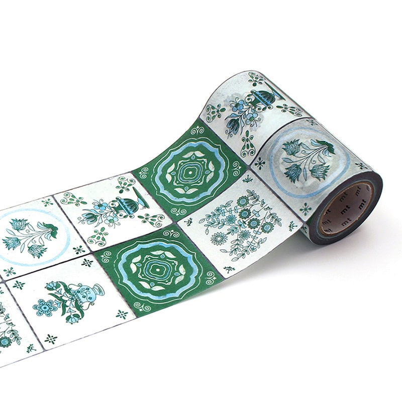 カモ井加工紙 マスキングテープ mt casa 厚口 タイル・フラワー MTCAS019 1本(ご注文単位1本)【直送品】