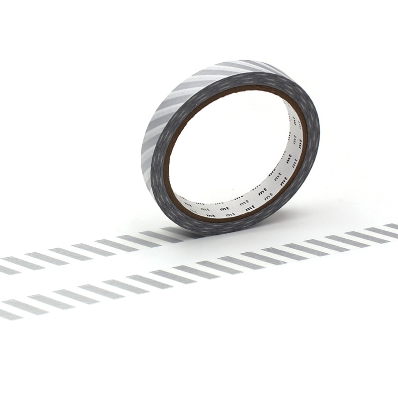 カモ井加工紙 マスキングテープ mt large core ストライプ・銀 強粘着 MT01L076 1巻(ご注文単位1巻)【直送品】