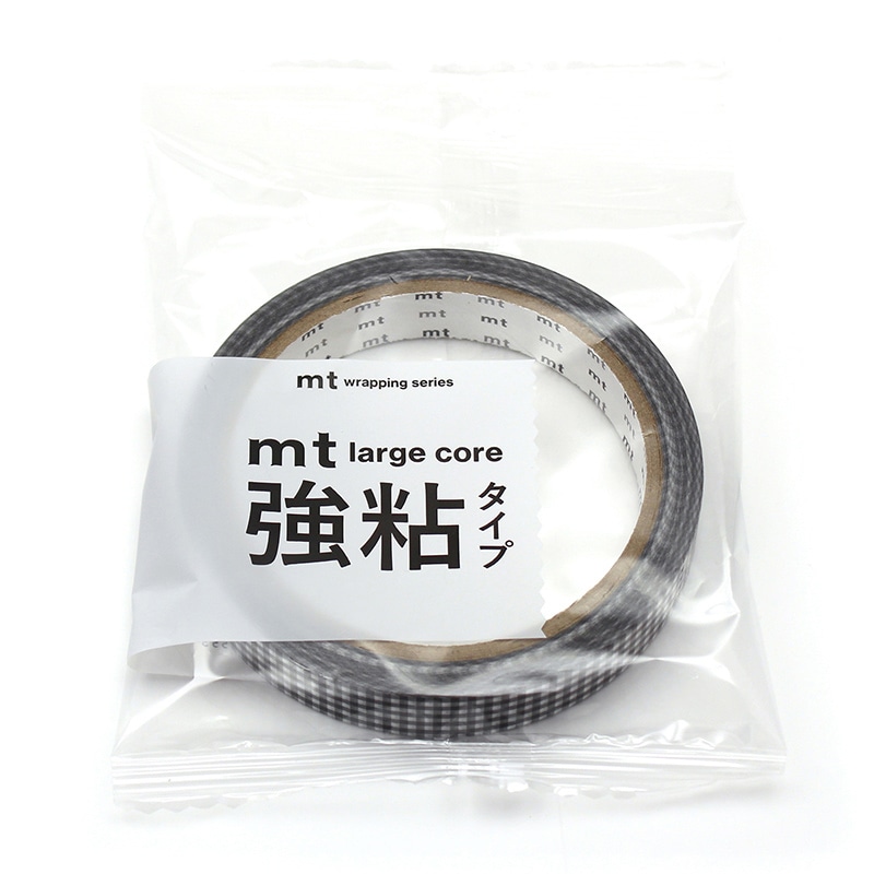 カモ井加工紙 マスキングテープ　mt　large　core 細かいギンガムチェック・ブラック　強粘着 MT01L077 1巻（ご注文単位1巻）【直送品】