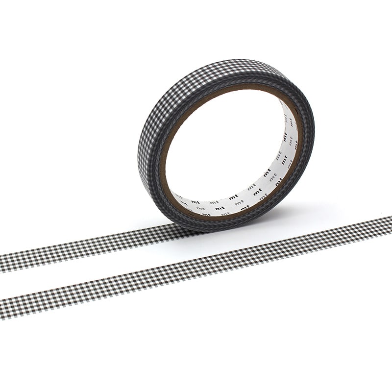 カモ井加工紙 マスキングテープ mt large core 細かいギンガムチェック・ブラック 強粘着 MT01L077 1巻(ご注文単位1巻)【直送品】