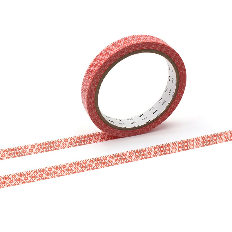 カモ井加工紙 マスキングテープ mt large core 麻の葉・朱赤 強粘着 MT10L075 10巻/パック(ご注文単位1パック)【直送品】