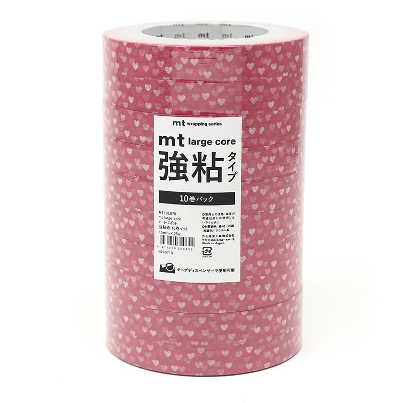 カモ井加工紙 マスキングテープ　mt　large　core ハート・スポット　強粘着　MT10L078　10巻/パック（ご注文単位1パック）【直送品】