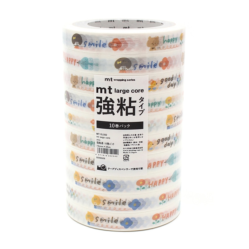カモ井加工紙 マスキングテープ mt large core 強粘着 10巻 smile MT10L082 1個（ご注文単位1個）【直送品】