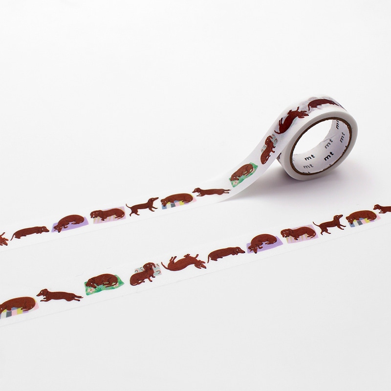 カモ井加工紙 マスキングテープ mt レア・モプチ Sausage dog MTLEAM03 1巻(ご注文単位1巻)【直送品】