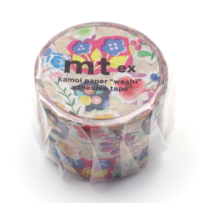 カモ井加工紙 マスキングテープ mt ex 花・ステッカーコラージュ MTEX1P253 1巻（ご注文単位1巻）【直送品】