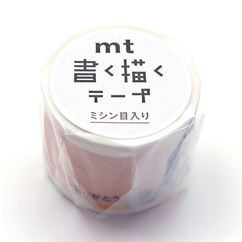 カモ井加工紙 マスキングテープ mt 書く描くテープ ミシン目入り ありがとう MTKAKUM03 1巻（ご注文単位1巻）【直送品】